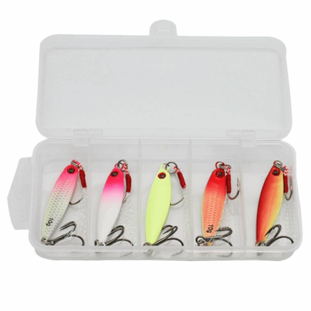 5Pcs 3D Eye Luminous Fishing Lures Hooks Crank Hook Artificial Fishing Bait Set  Beach Boat Fishing