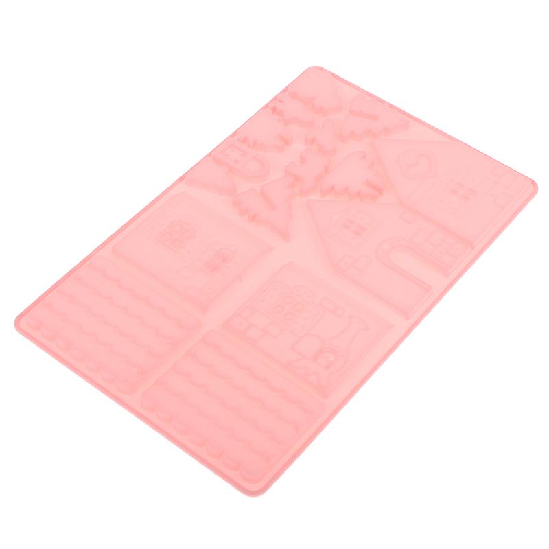 1Pc Building Block Christmas House Chocolate Mold Silicone Mould Gingerbread House Cookie Mold Cake Fudge Christmas Decoration