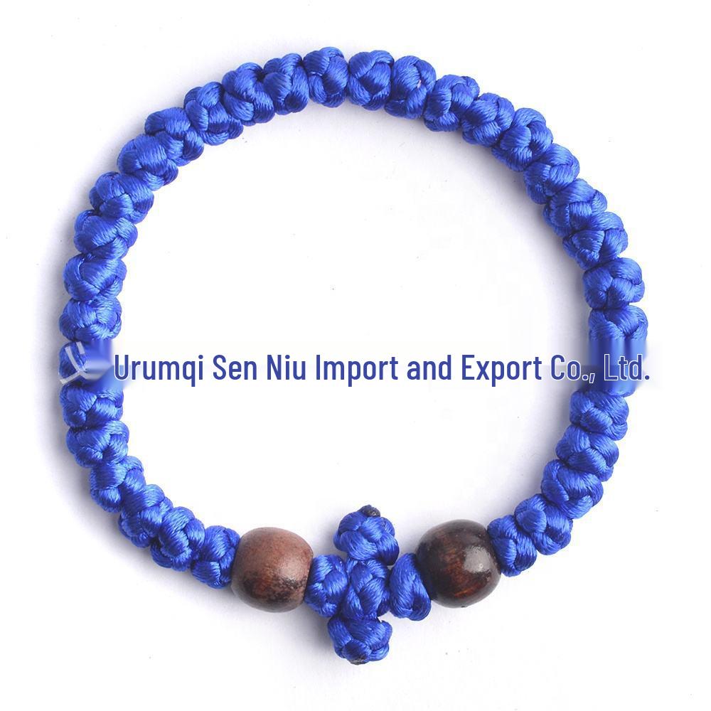 10mm Wooden Prayer Beads Bracelet for DIY String Weaving синий