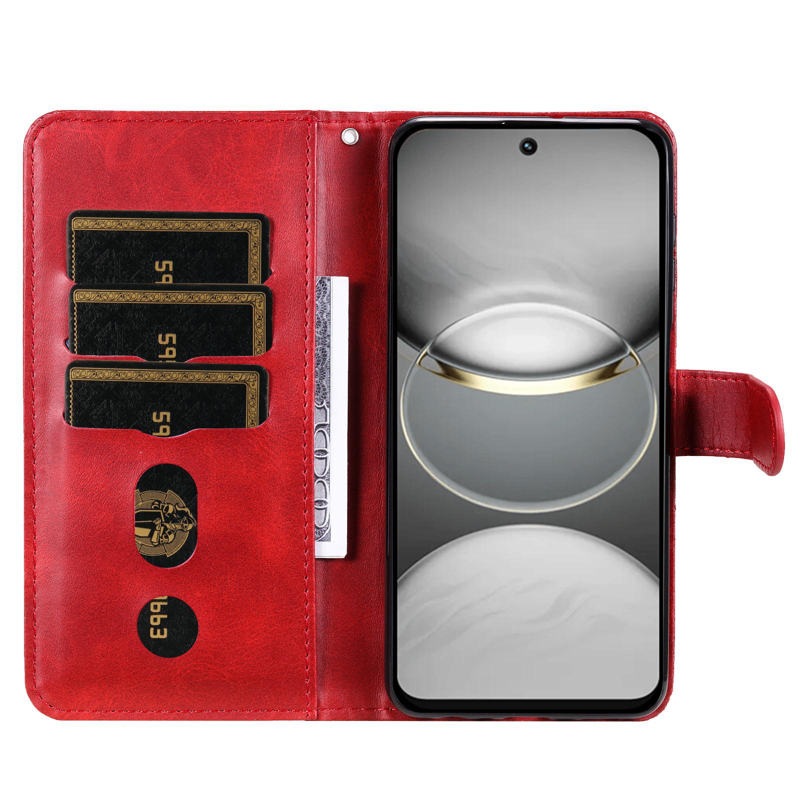 

For TECNO Spark 30 4G Case Zipper Wallet Calf Texture PU Leather Phone Cover Red