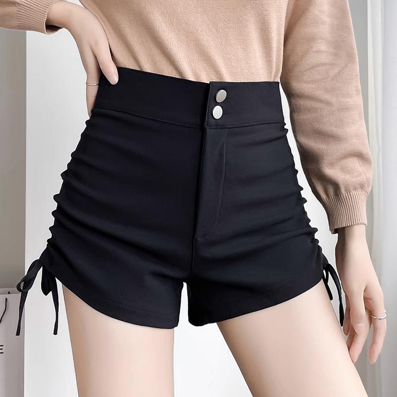 

Design Sense Black Ruched Drawstring High-Waist Shorts for Women - Slimming Booty Shorts, Autumn 2024 Collection 5XL [171-180 jin]