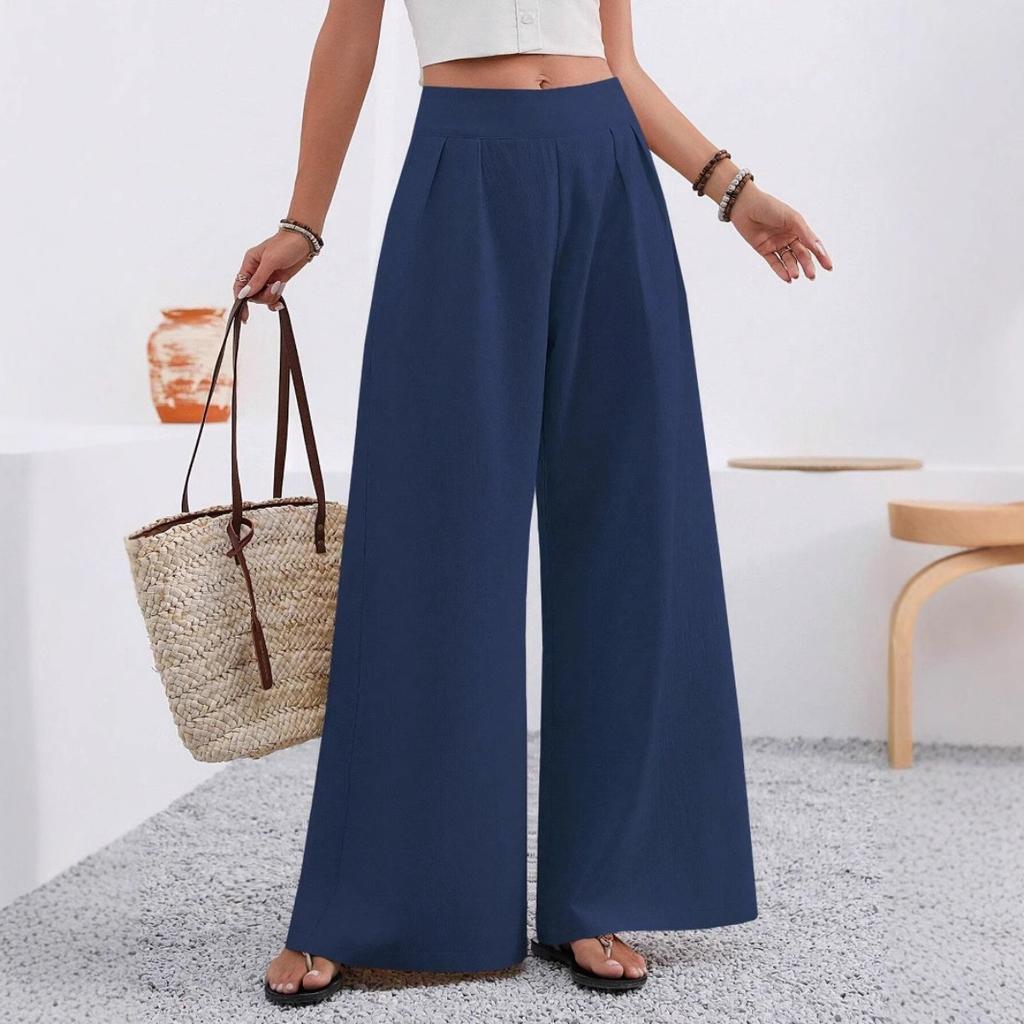 Women's High Waist Wide Leg Pants Loose Fit Palazzo Trousers Pocket Straight Suit Pants