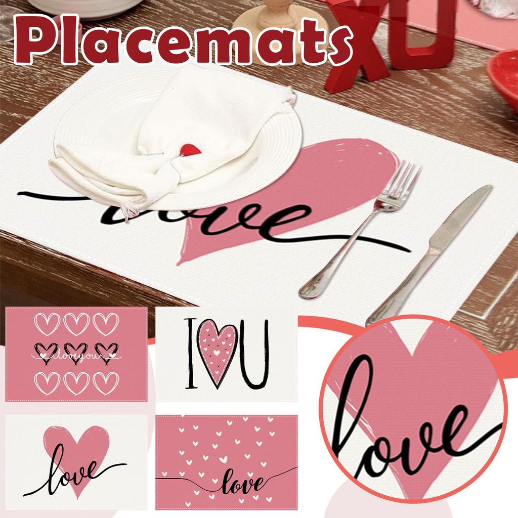 Love Valentine's Day Meal Mat, Festival Party Restaurant Decoration Tablecloth, Home Kitchen Table Insulation Mat 1pc