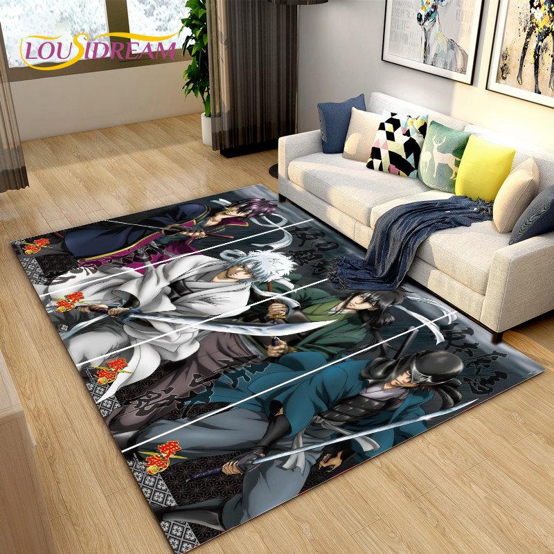 Anime Gintoki Kagura Gintama Area Rug,Carpet Rug for Living Room Bedroom Sofa Doormat Decoration, Kids Play Non-slip Floor Mat