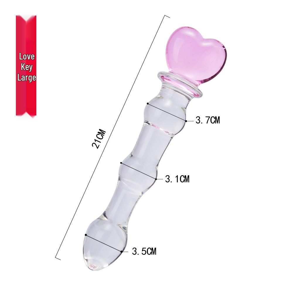 Heart Secret Key Glass Massage Wand - Female Anal & Vaginal Masturbation Device