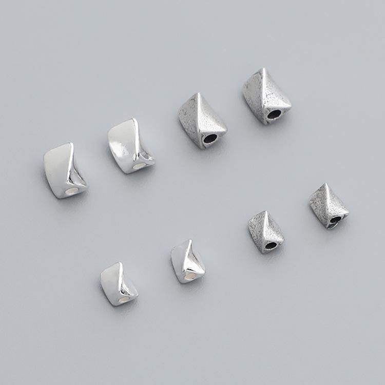 S925 Sterling Silver Thai Vintage Twisted Square Spacer Beads for DIY Bracelets and Necklaces.