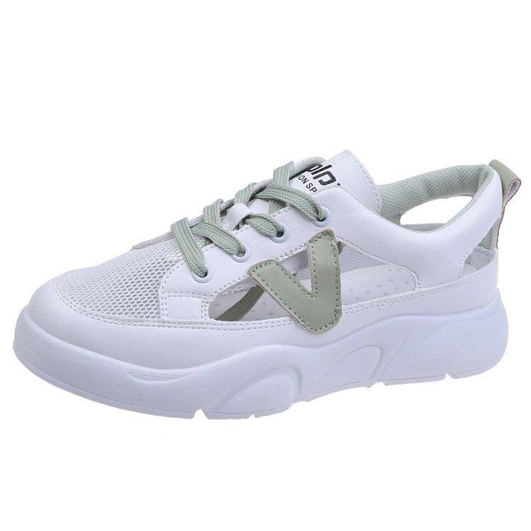 Korean version of fashion breathable little white shoes women's 2024 summer new round head breathable hollow sports shoes casual sandals women