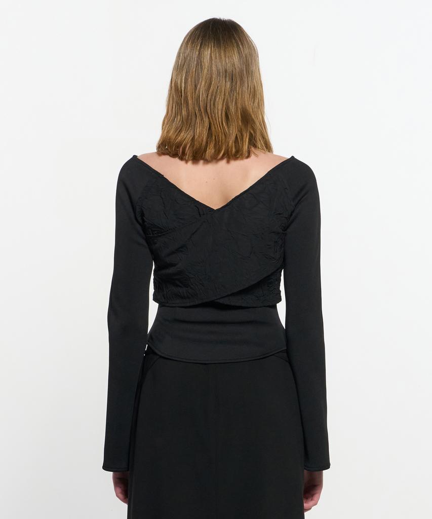 Kimjisu Cross-Draped Top _ Black