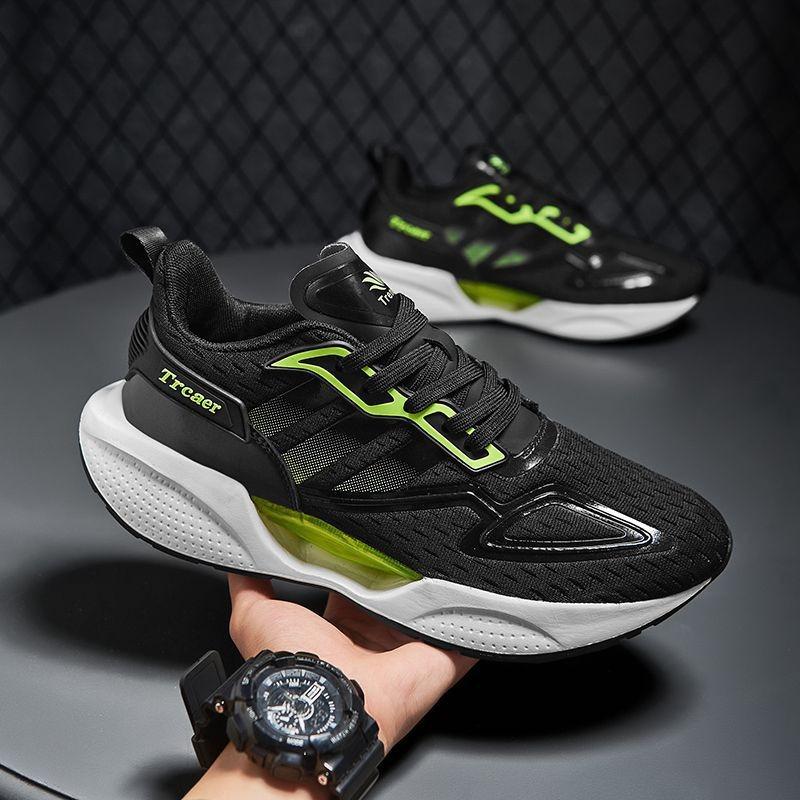 Sneakers Men's Lace-Up Running Shoes Spring and Autumn Soft Sole Fashion Breathable Mesh Large Size Men's Shoes