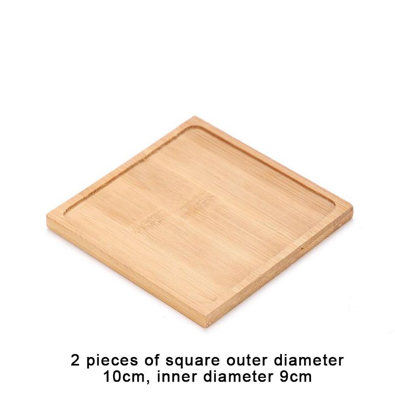 Einfacher Stil Hausdekoration Sukkulenten Bonsai Halter Runde Quadratische Blumentopf Basis Bambus Holz Tablett