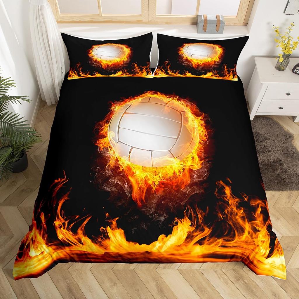 Volleyball Sport Bedding Set Sports Theme Duvet Cover King Queen Watercolor Volleyball Comforter Cover Ball Game Quilt Cover