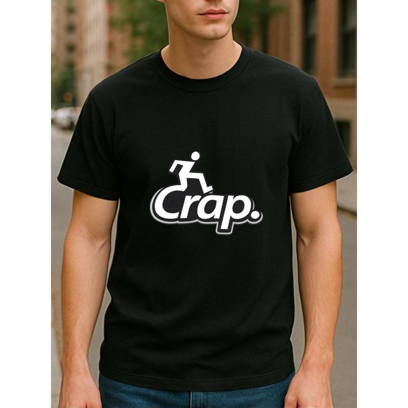 

European sizes Fun Text Print T-shirt, a Versatile Men s T-shirt for All Seasons, Simple and Fashionable Men s T-shirt with Pattern Print Round Neck 4XL чорний