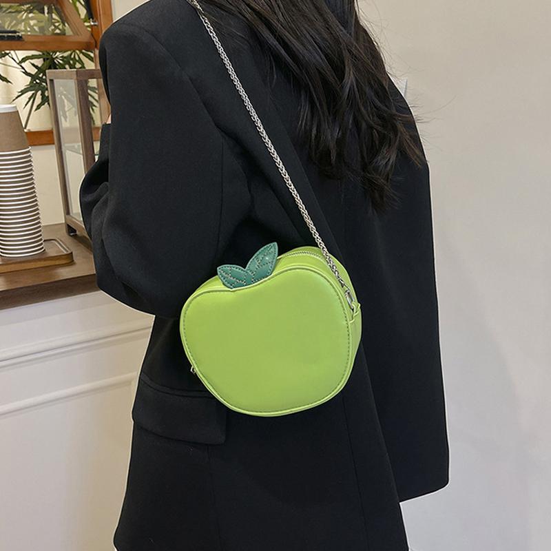 Girl Crossbody Bag Cute Apple PU Personality Women Shoulder Bag Simple Small Satchel Cartoon Shaped Coin Purse CLE
