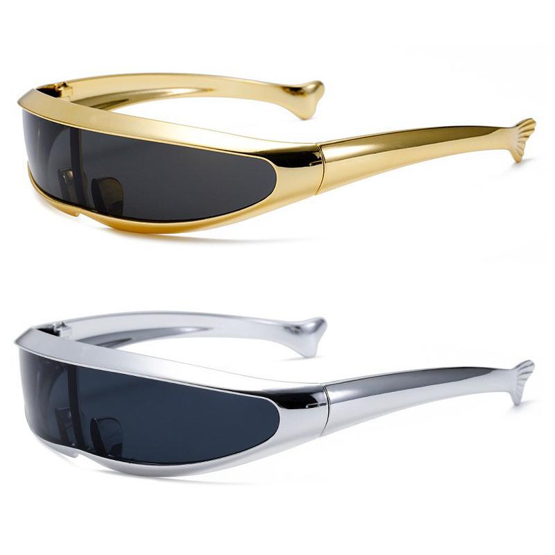Futuristic One-piece Mirror Personalized Electroplated Sunglasses Women Men 2026 Y2K Steampunk Goggles Rave Party Glasses UV400