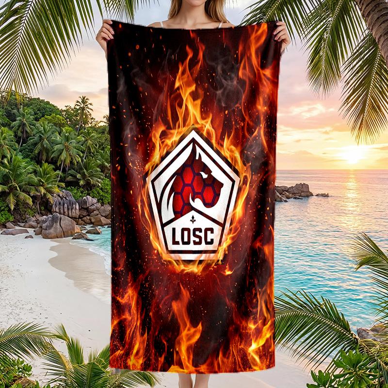 LOSC Lille FC Print Quick Dry Beach Towel Microfiber Absorbent Portable Travel Swimming Towel