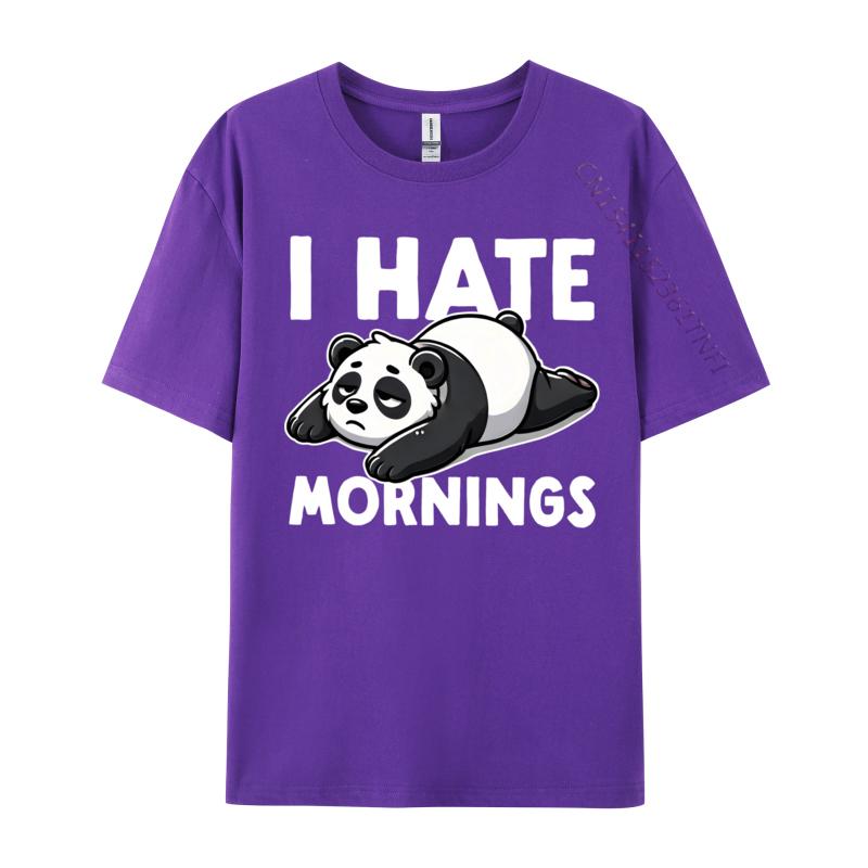 I Hate Mornings Bear Not A Morning Bear Funny Panda Tops Shirts Printed T Shirt Rife Printing Cotton Unisex Tshirts Printing
