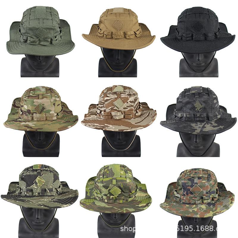 Tactical Camouflage Penny Hat Outdoor Jungle Mountaineering Fishing Fishing Hat Sun Protection Summer Shade Velcro Bucket Hat
