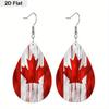 Canada Day Flag PU Earrings, Fashion Earrings, Lightweight Dangle Earrings, National Flag Gift, Canada Maple Leaf Jewelry, Party Accessories