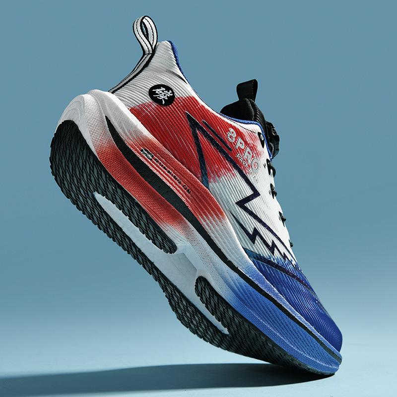 Mandarin duck running shoes new carbon plate + popcorn size 33-45 men and women couple running shoes sports shoes rotating buckle