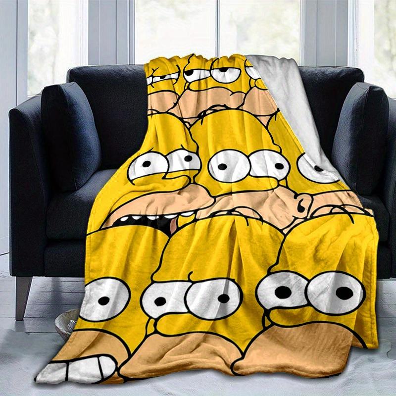 Manta de Dibujos Animados Los Simpsons, Manta Cálida Linda de Felpa Corta, Decoración del Hogar para Sala de Estar Sofá Cuatro Estaciones Viaje