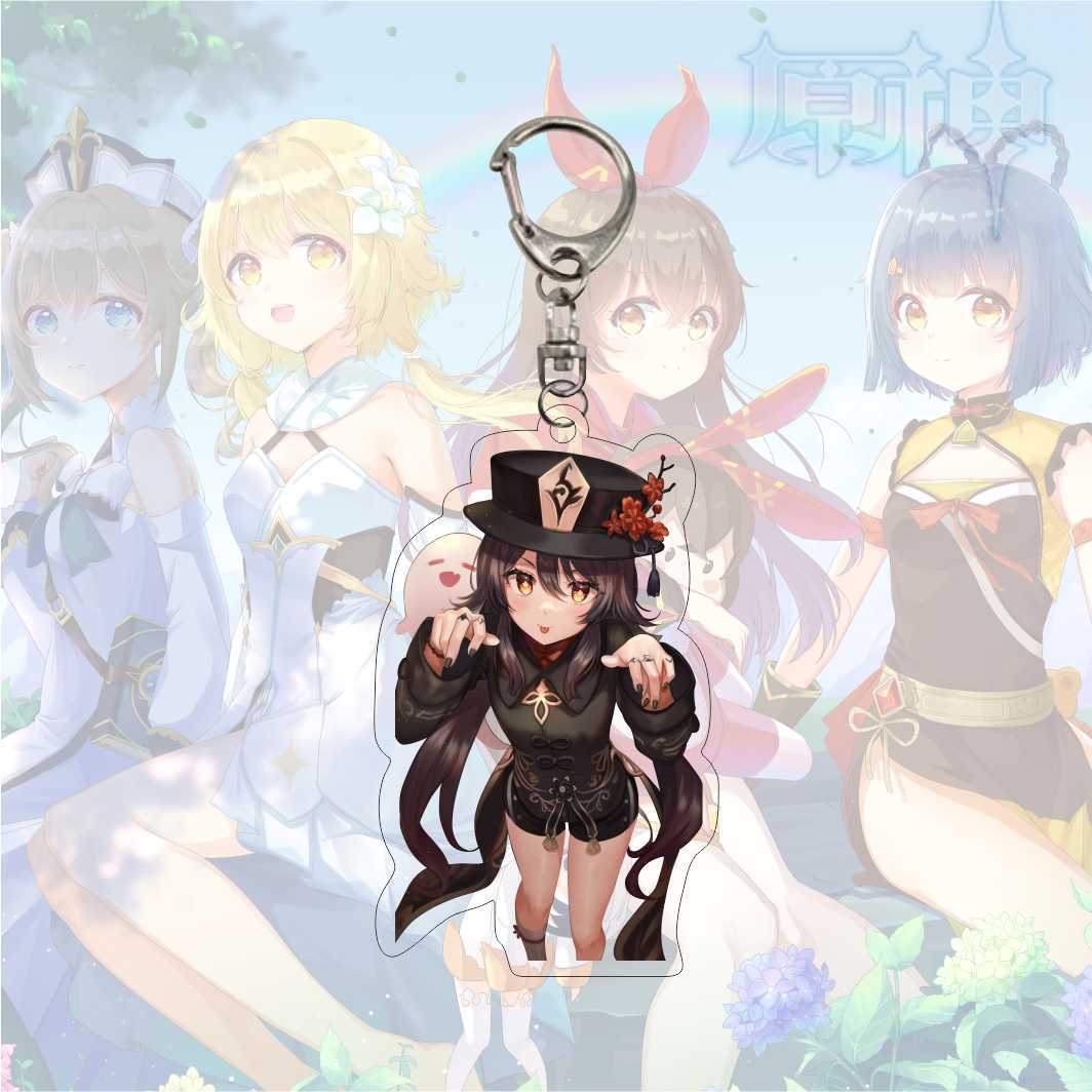 

Брелок для ключей с рисунком аниме Genshin Impact, акриловый двухсторонний прозрачный брелок для ключей, аксессуары, ювелирные изделия для фанатов, подарки 6CM