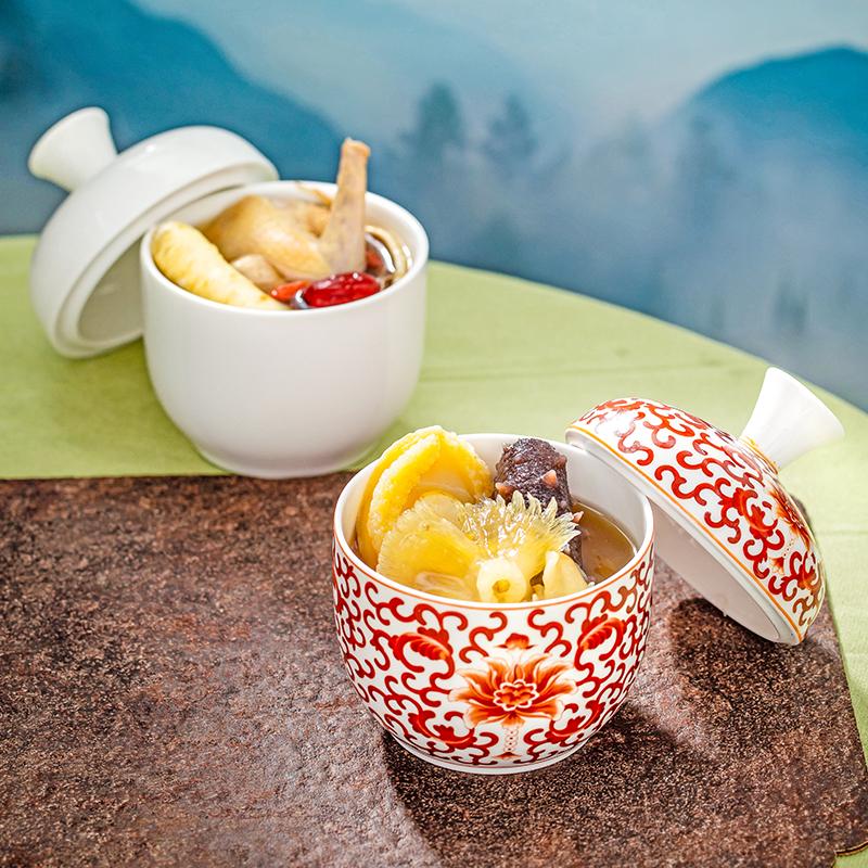 New Chinese stew pot ceramic health soup pot hotel steamed egg with cover small stew pot dessert tableware