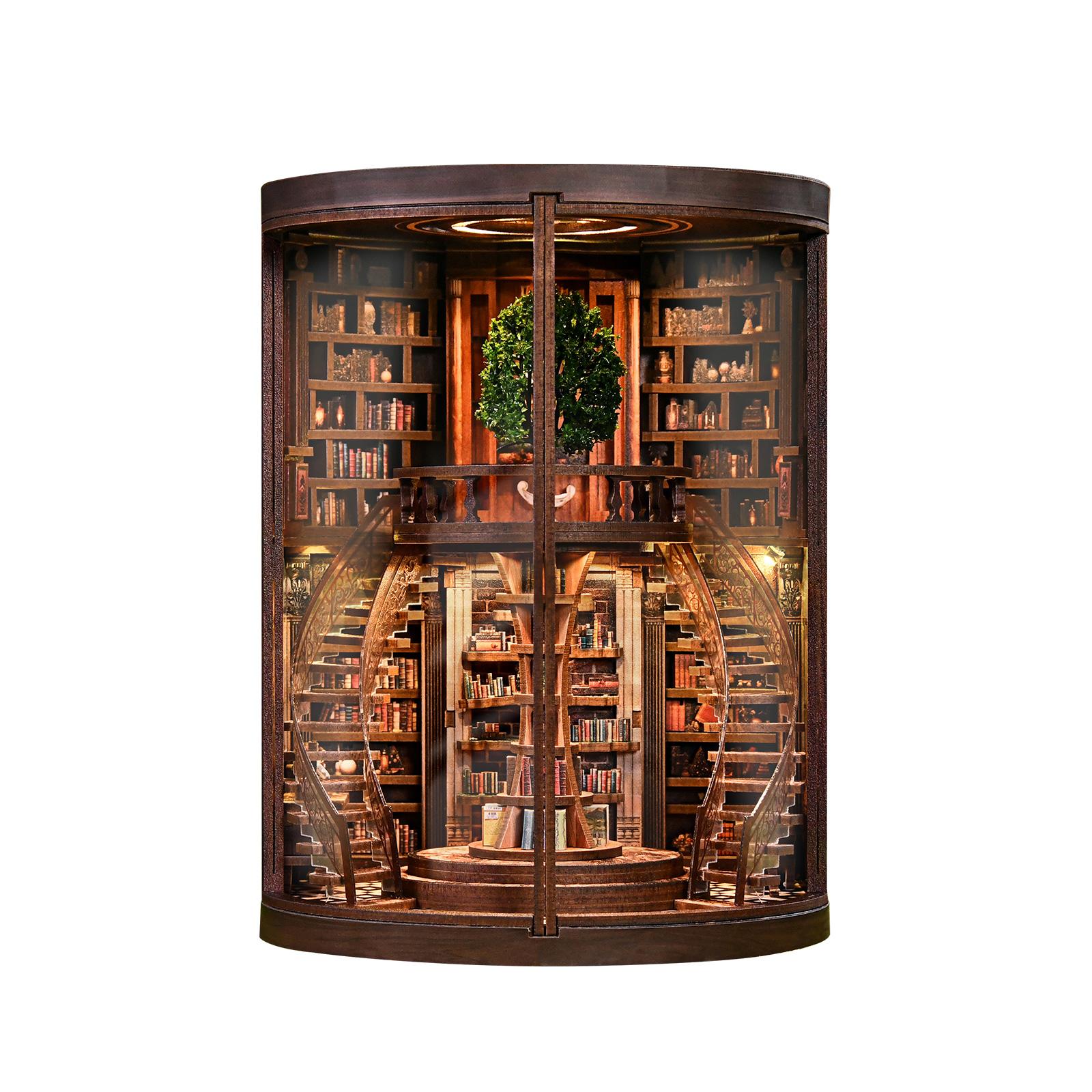 

DIY Smart Tree Ring Bookshelf Book Stand Handmade Assembly Wooden Miniature Model DIY Assembly Toy