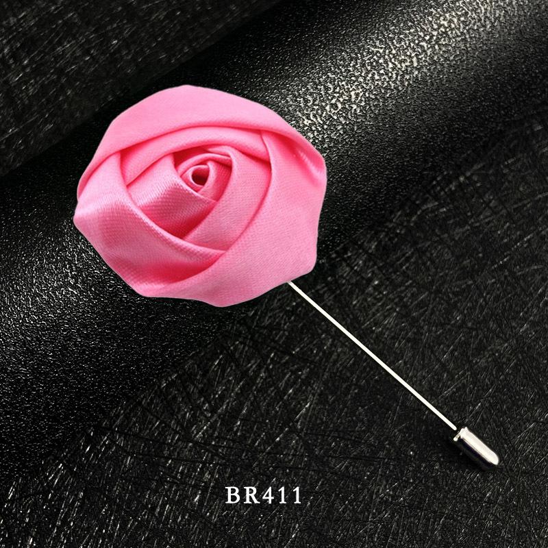 Handmade Multi-Color Rose Fabric Brooch Pin for Men's Suits - Korean Style Accessories