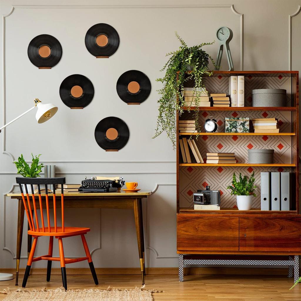6pcs Wall Mount Wood Vinyl Record Shelf Small Record Holder Display Shelf Vinyl Record Shelves Record Album Display Holders