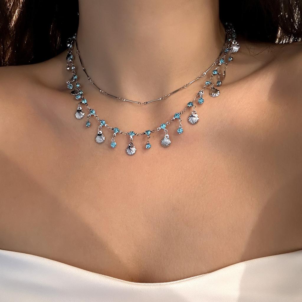 Ocean Blue Pearl Butterfly Necklace For Women Fashion Jewelry For Holiday Vacation