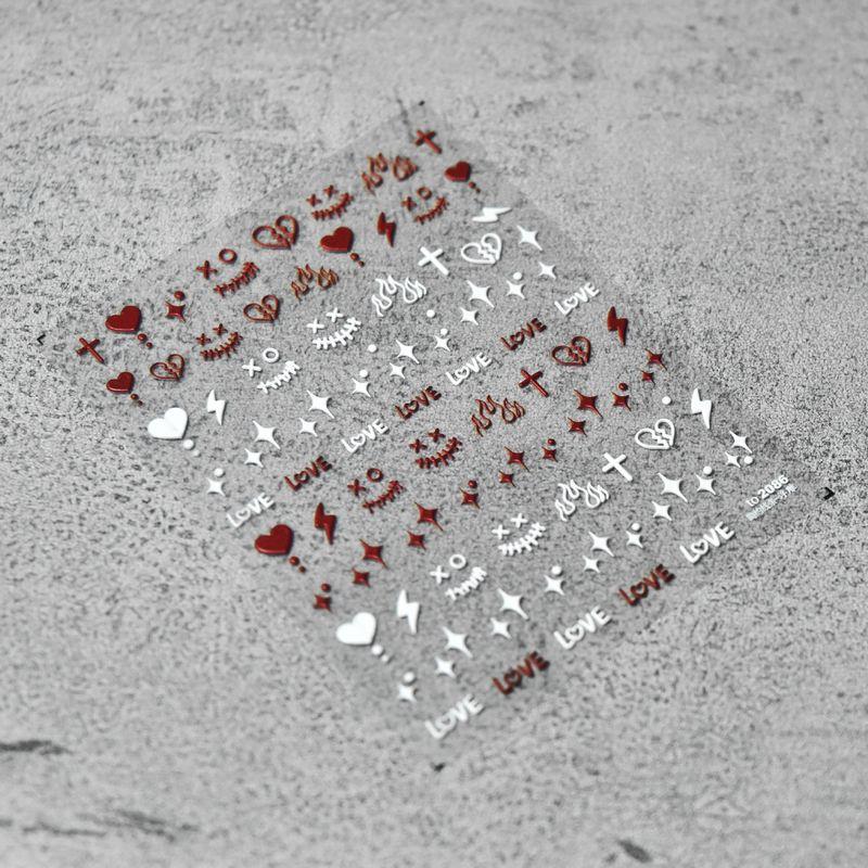 

Sweet Red Nail Sticker with Funny Face and Letters 2086# Minimalist line