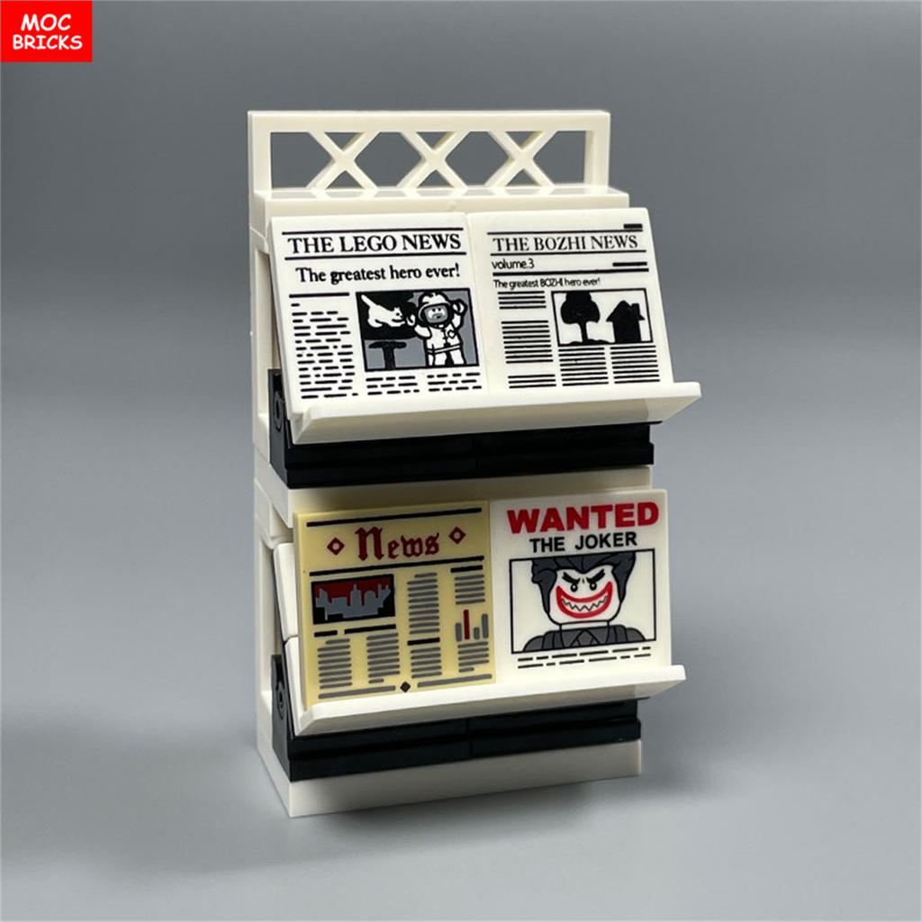 MOC Bricks Courier Delivers Presents Printed Gift Box Packages Newspaper Disc Mailbox Scooter Building Blocks Children's Toys