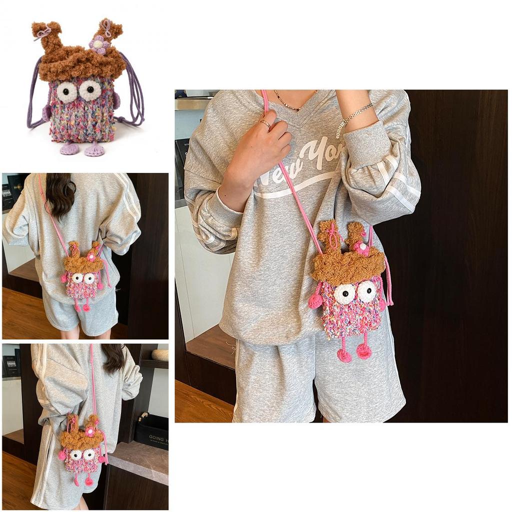 Cute Knit Ladies Crossbody Bag With Cartoon Design For Daily Use