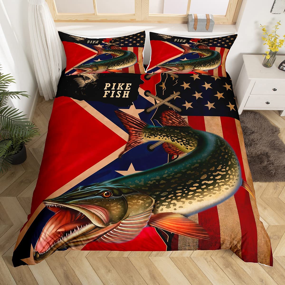 

Marlin Swordfish Duvet Cover Set Hunting Fishing Bedding Set Tie Dye Sea Fishing Boat Marine Life Nautical Comforter Cover Queen EU single(135x200cm)