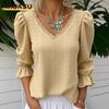 Women's Fashion Casual Long Sleeve V-Neck Blouses & Shirts