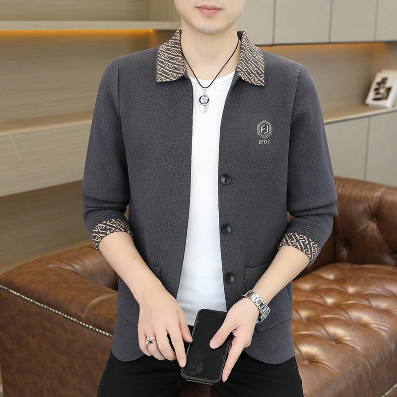 Autumn Knitted Cardigan Men's Loose Coat Ins Trendy Outerwear Sweater Spring and Autumn Versatile Men's Top