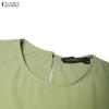 ZANZEA Women Daily Casual Round Neck Solid Color Short Sleeve Dress