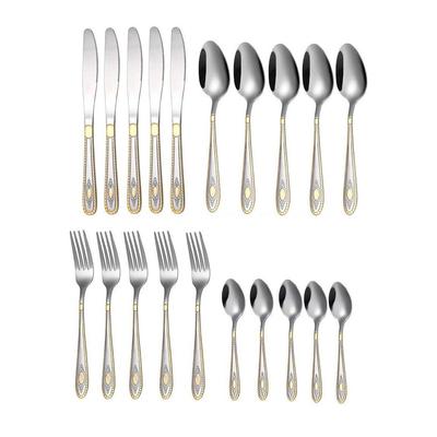 Conjunto de Talheres de Aço Inoxidável Banhado a Ouro Prata com Acabamento Espelhado Conjunto de Talheres de Cobre Conjunto de Talheres Cor de Colher Ouro Rosa