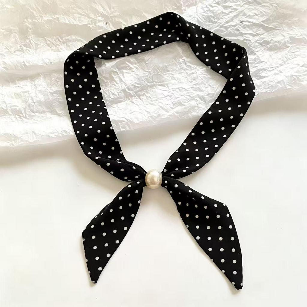 Elegant Spring Silk Scarf Necklace for Women - Versatile Gem Flower Ribbon Collar Accessory