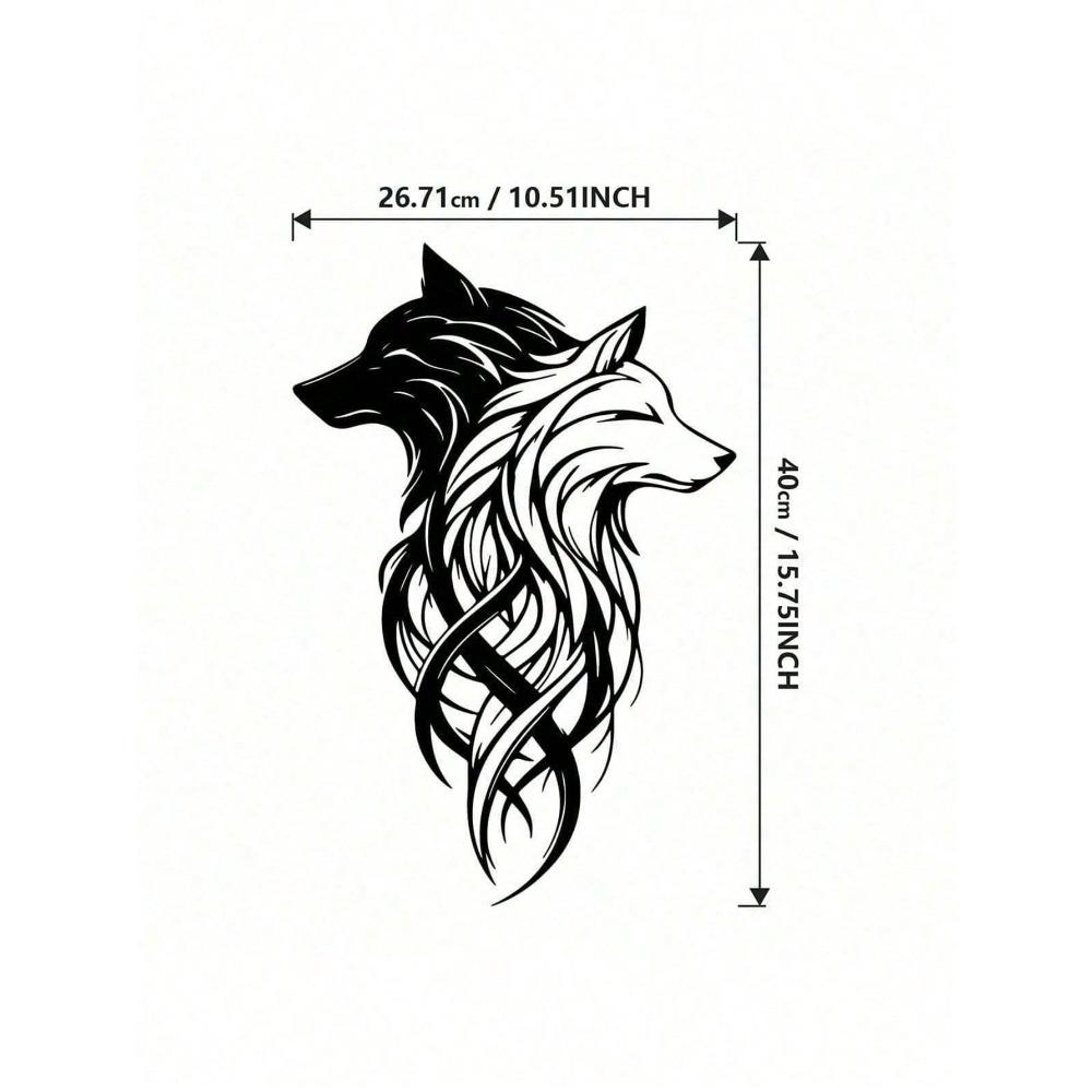 Howling Wolf Metal Wall Art Black White Animal Decor Home Office Cabin Gift