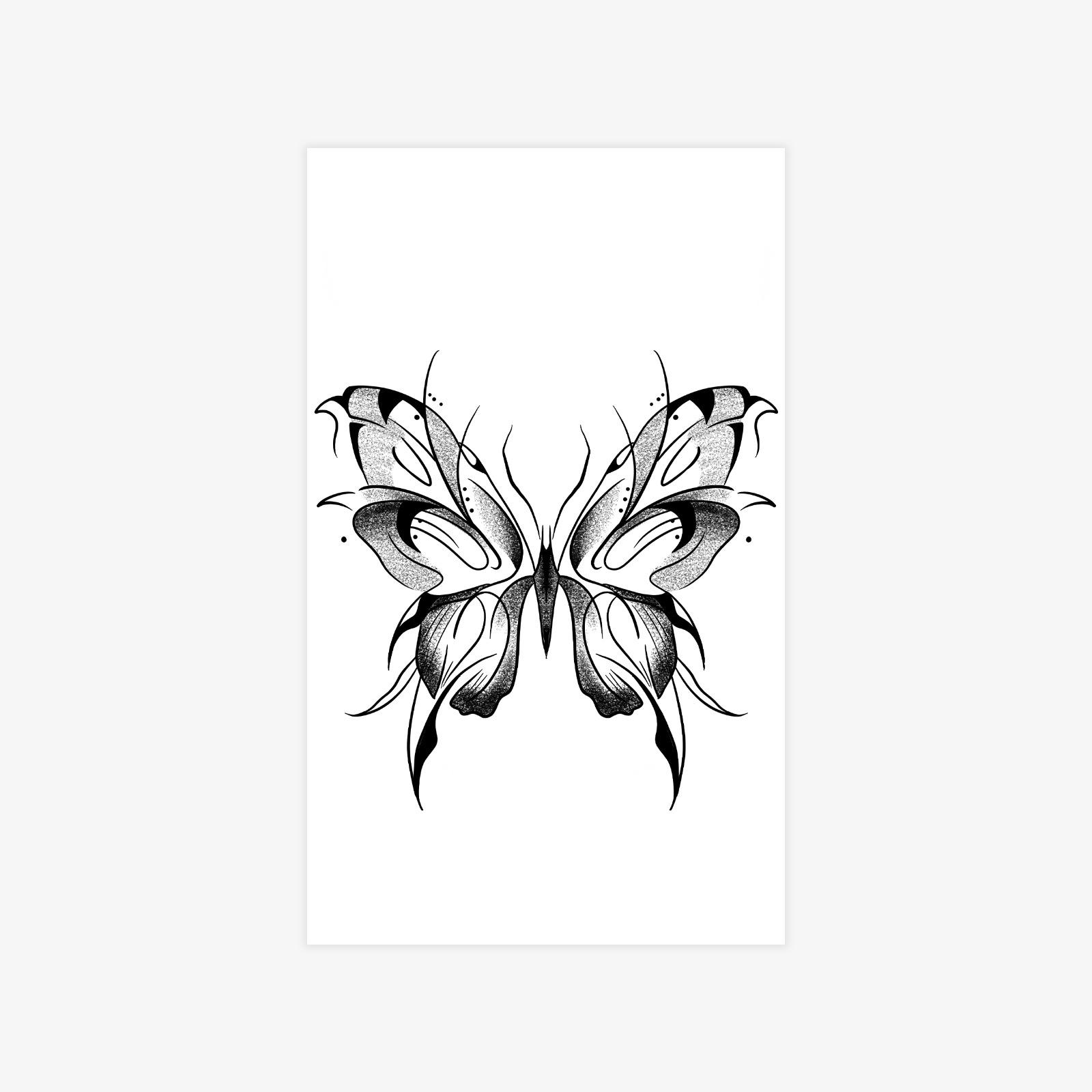 Simple Butterfly Tattoo Sticker Premium Sense Hottie Arm Leg Tattoo Sticker 9*15