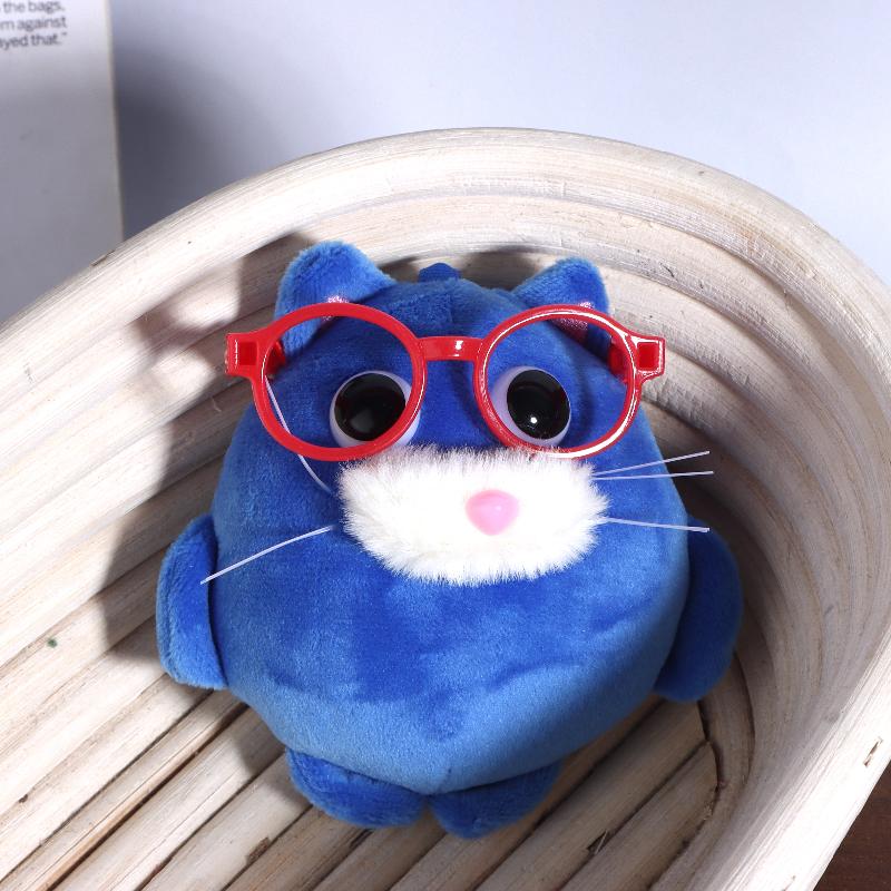 Cute Blue Kitten Plush Keychain Cartoon Stuffed Chubby Cat Doll Keyring Pendant Bag Charm Backpack Hanging Decoration Gifts