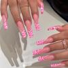 Medium-Length Pink Zebra Print French Nails - European & American Sweet Style