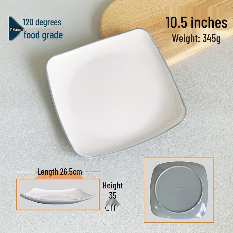 LIJIA FITMENT 10.5-inch Two-Tone Melamine Square Plates (10-Pack)