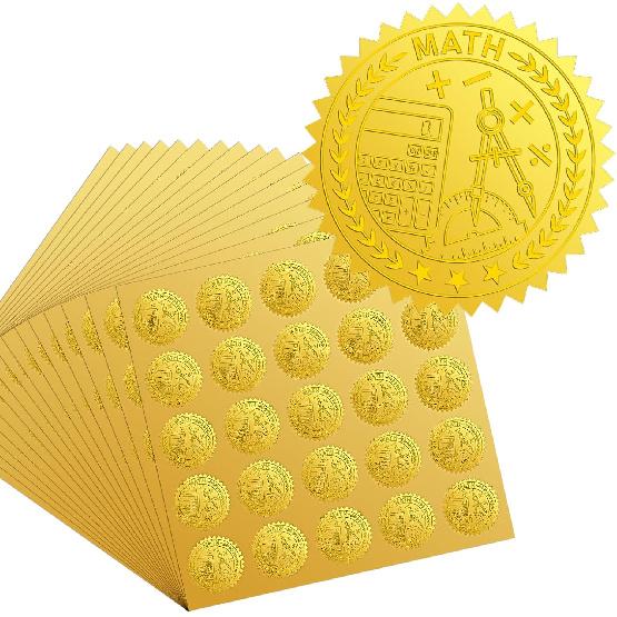 Kosiz 500 Pcs Official Seal of Excellence Embossed Gold Foil Certificate Seals 1.5 Inch Self Adhesive Gold Achievement Award Stickers for Graduation Math