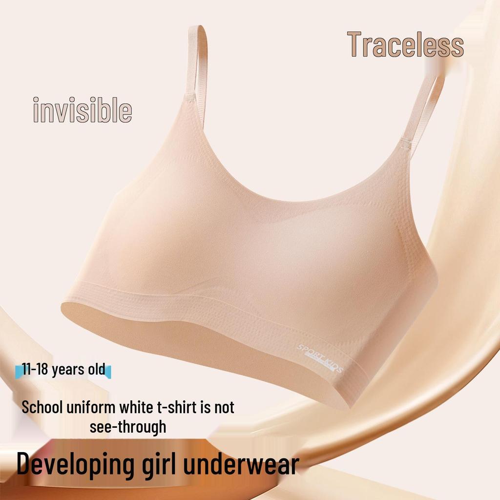 Girls' Strapless Wireless Bra: Thin, Fixed Cup, Beautiful Back Design