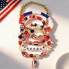 Independence Day Red, White & Blue Beaded Bracelet Set with Artificial Crystal & Polymer Clay