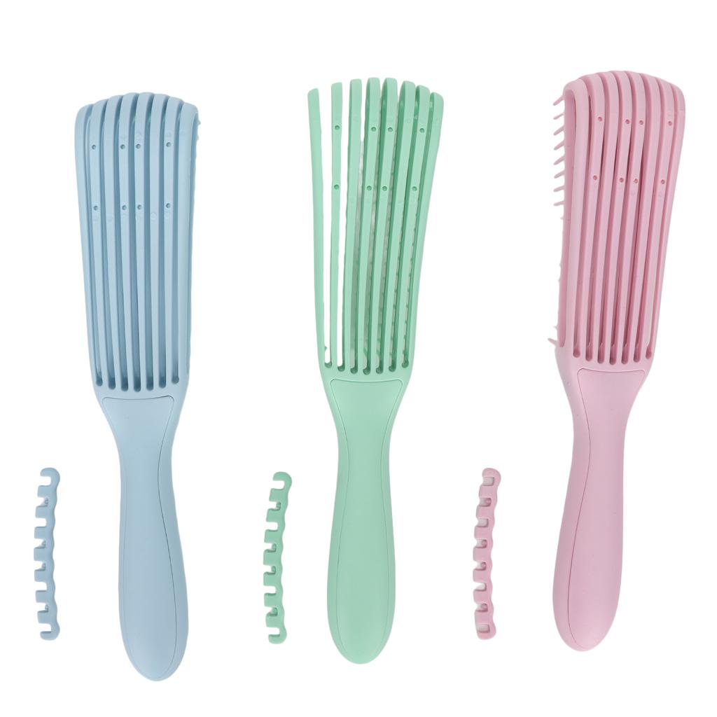 3pcs Portable Detangling Brush Hairdressing Tool with Skid Resistance Rubber Handle for Long Thick Wet Dry Hair