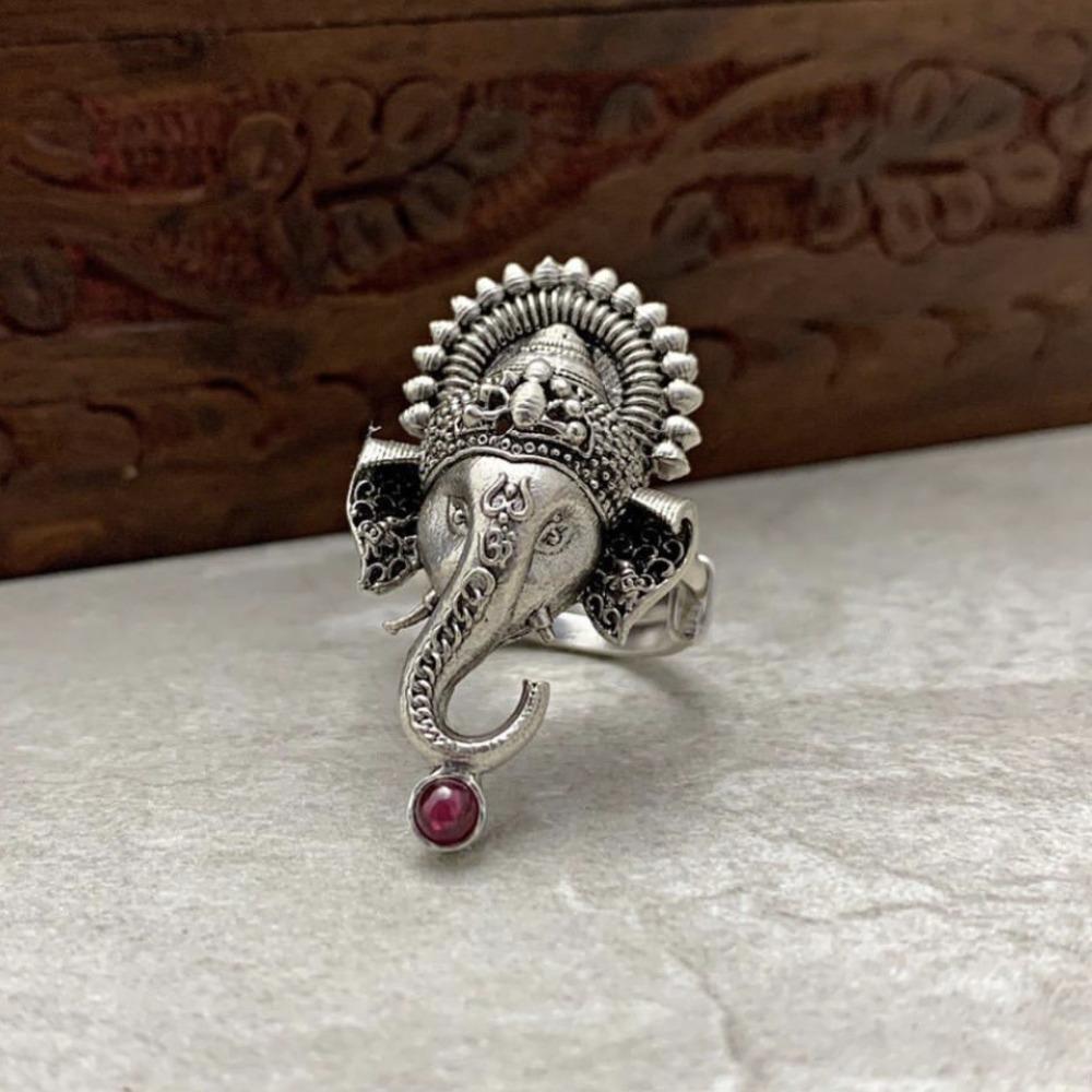 Fashion Creative Retro Ethnic Style Ring Exaggerated Elephant Shape Men's and Women's Jewelry