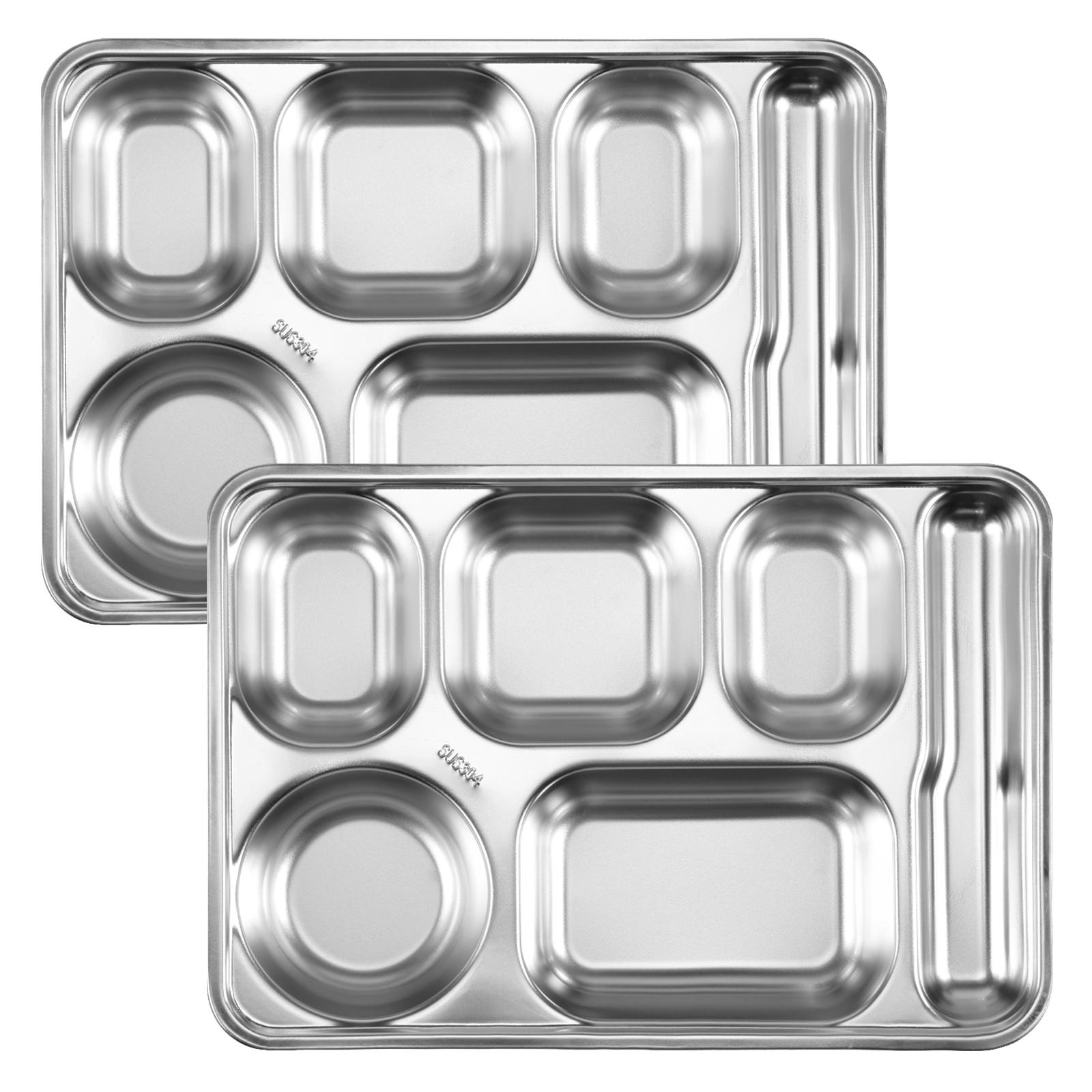 2 Pcs Stainless Steel Snack Container 5 Compartments Snack Box Divided Snack Box Container Reusable Meal Prep Container